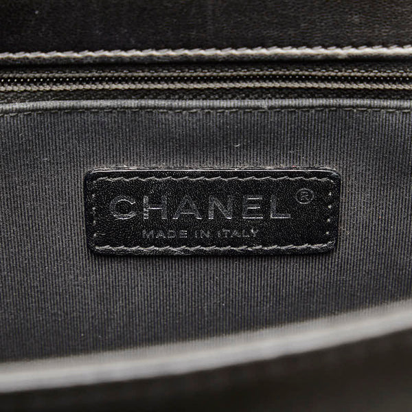 シャネル ココマーク ボーイシャネル ラージ チェーンショルダーバッグ ベージュ ブラック ラムスキン レディース CHANEL 【中古】