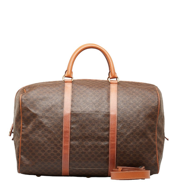 セリーヌ マカダム ボストンバッグ ショルダーバッグ 2WAY ブラウン PVC レザー レディース CELINE 【中古】