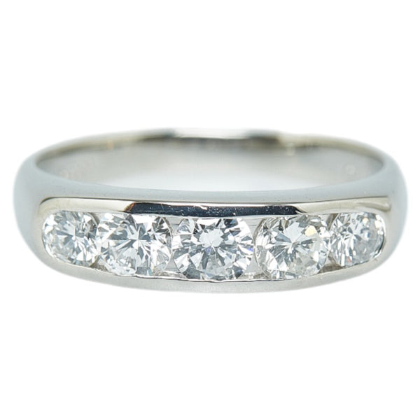 Pt900 プラチナ ダイヤ1.00ct 一文字 リング 指輪 レディース 14号 【中古】