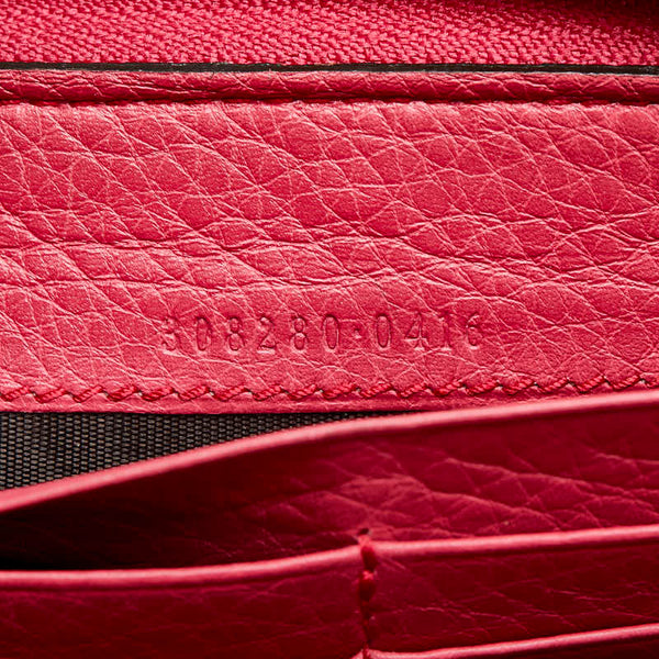 グッチ インターロッキングG ソーホー タッセル ラウンドファスナー 長財布 308280 ピンク レザー レディース GUCCI 【中古】