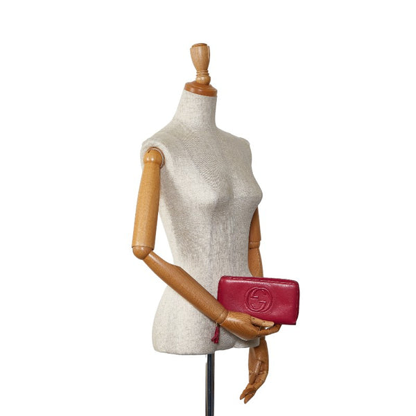 グッチ インターロッキングG ソーホー タッセル ラウンドファスナー 長財布 308280 ピンク レザー レディース GUCCI 【中古】