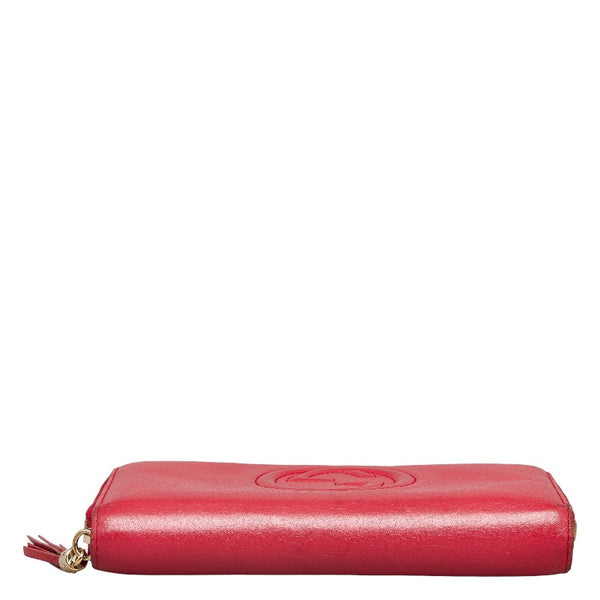 グッチ インターロッキングG ソーホー タッセル ラウンドファスナー 長財布 308280 ピンク レザー レディース GUCCI 【中古】