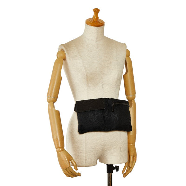 グッチ GGキャンバス ウエストポーチ ボディバッグ 28566 ブラック キャンバス レザー レディース GUCCI 【中古】