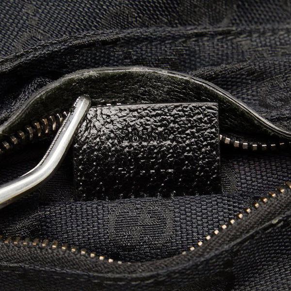 グッチ GGキャンバス ウエストポーチ ボディバッグ 28566 ブラック キャンバス レザー レディース GUCCI 【中古】