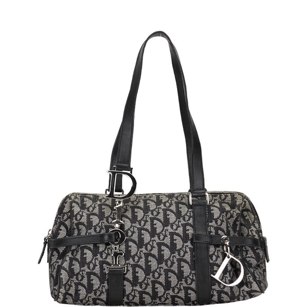 ディオール トロッター ロゴ ハンドバッグ ブラック キャンバス レザー レディース Dior 【中古】