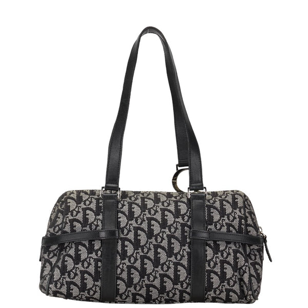 ディオール トロッター ロゴ ハンドバッグ ブラック キャンバス レザー レディース Dior 【中古】