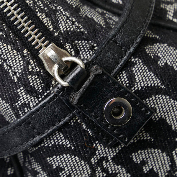 ディオール トロッター ロゴ ハンドバッグ ブラック キャンバス レザー レディース Dior 【中古】