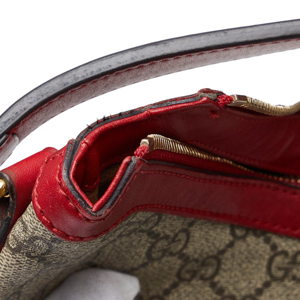 グッチ GGスプリーム ショルダーバッグ トートバッグ 2WAY 414930 ベージュ レッド PVC レザー レディース GUCCI 【中古】