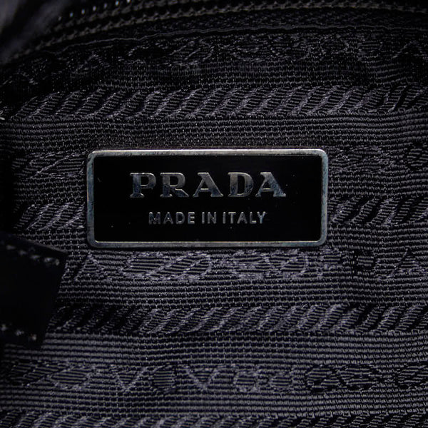 プラダ 三角ロゴプレート 斜め掛け ショルダーバッグ メッセンジャーバッグ ブラック ナイロン レザー レディース PRADA 【中古】