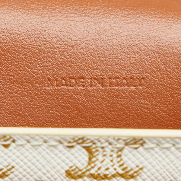 セリーヌ トリオンフ 携帯ケース ショルダーバッグ ホワイト タン PVC レザー レディース CELINE 【中古】