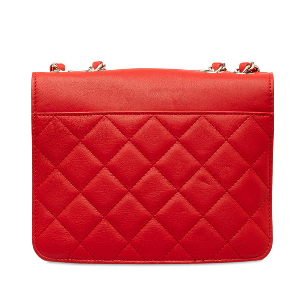 シャネル ココマーク チェーンショルダーバッグ レッド シルバー レザー レディース CHANEL 【中古】