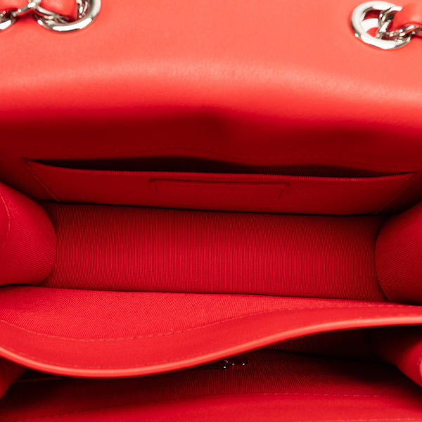 シャネル ココマーク チェーンショルダーバッグ レッド シルバー レザー レディース CHANEL 【中古】