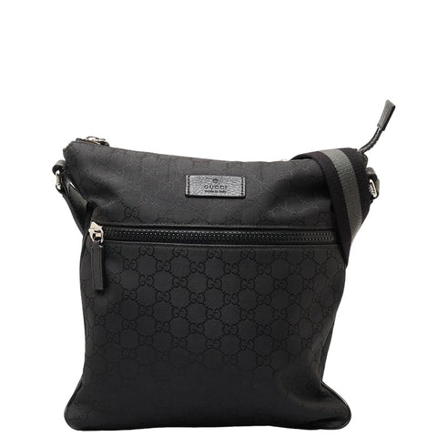 グッチ GGナイロン G1XHN ショルダーバッグ 509639 ブラック ナイロン レザー レディース GUCCI 【中古】