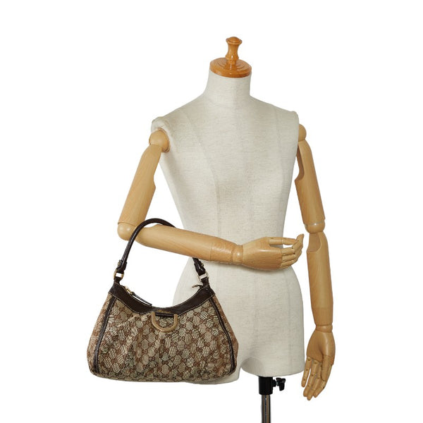 グッチ GGキャンバス アビー ハンドバッグ トートバッグ 190525 ベージュ ブラウン キャンバス レザー レディース GUCCI 【中古】