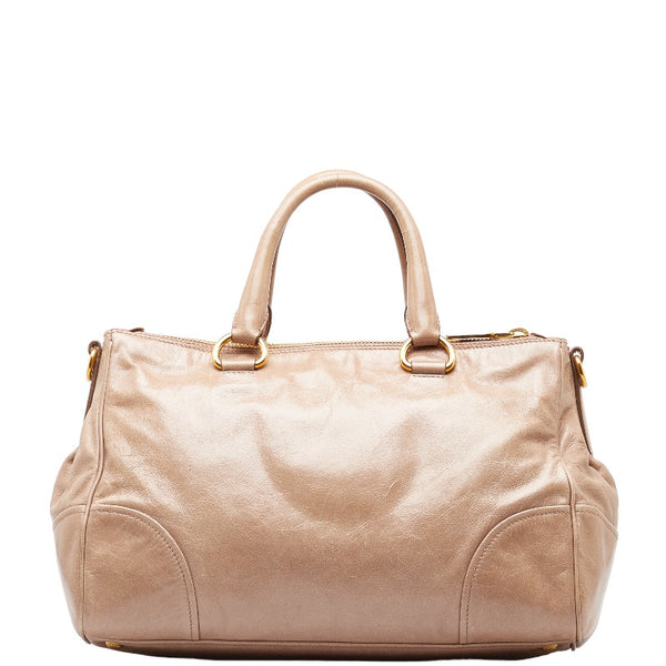 プラダ ロゴ ハンドバッグ ショルダーバッグ 2way BN2324 ベージュ レザー レディース PRADA 【中古】