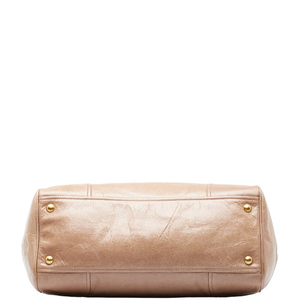 プラダ ロゴ ハンドバッグ ショルダーバッグ 2way BN2324 ベージュ レザー レディース PRADA 【中古】