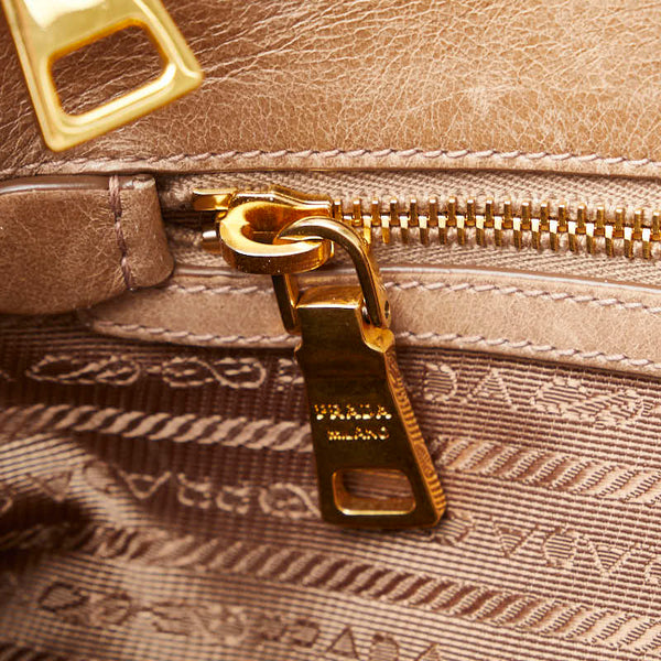 プラダ ロゴ ハンドバッグ ショルダーバッグ 2way BN2324 ベージュ レザー レディース PRADA 【中古】