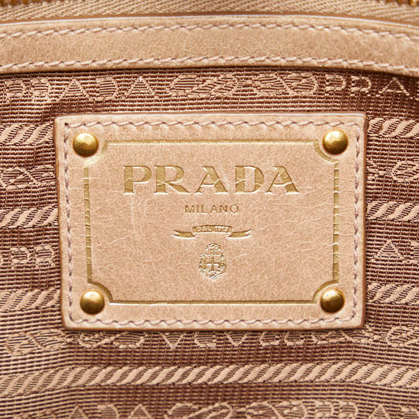 プラダ ロゴ ハンドバッグ ショルダーバッグ 2way BN2324 ベージュ レザー レディース PRADA 【中古】
