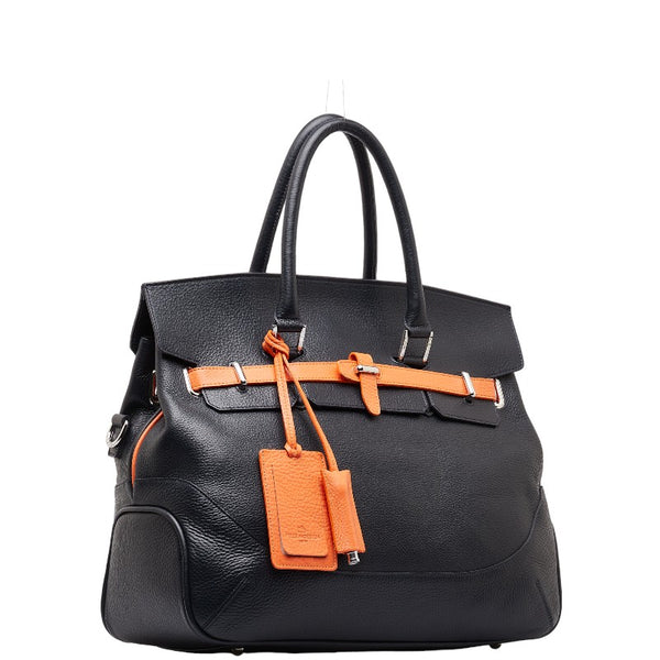 ペッレモルビダ メイデンヴォヤージュ ハンドバッグ ショルダーバッグ 2WAY ネイビー オレンジ レザー レディース PELLE MORBIDA 【中古】