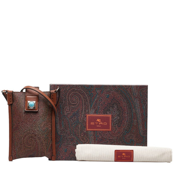 エトロ ペイズリー ショルダーバッグ 1N760 8859 600  ボルドー ブラウン マルチ PVC レディース ETRO 【中古】