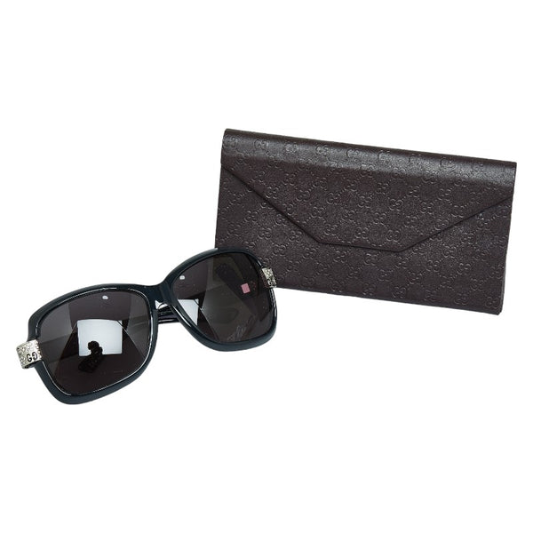 グッチ マイクロGG ラインストーン サングラス GG2985 ブラック シルバー プラスチック レディース GUCCI 【中古】