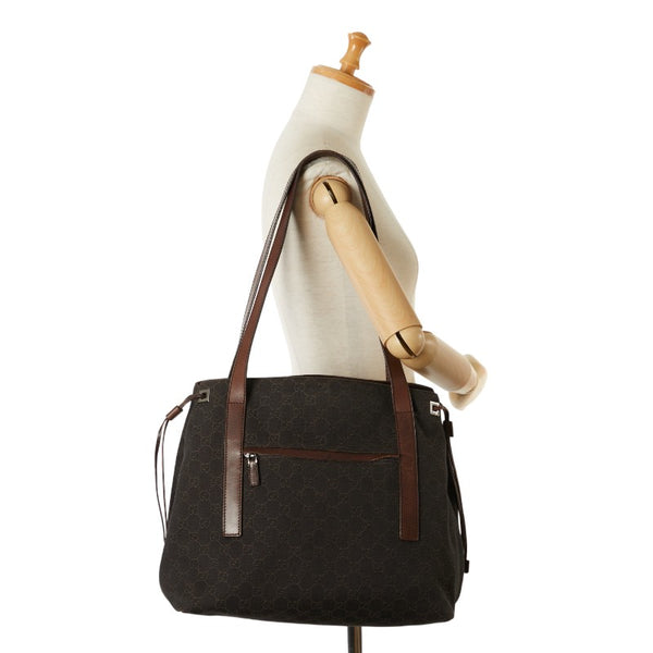 グッチ GGキャンバス ハンドバッグ トートバッグ 30501 ブラウン ブラック キャンバス レザー レディース GUCCI 【中古】