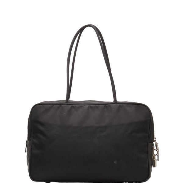 プラダ 三角ロゴプレート ハンドバッグ ブラック ナイロン レディース PRADA 【中古】
