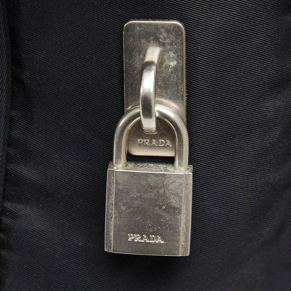 プラダ 三角ロゴプレート ハンドバッグ ブラック ナイロン レディース PRADA 【中古】
