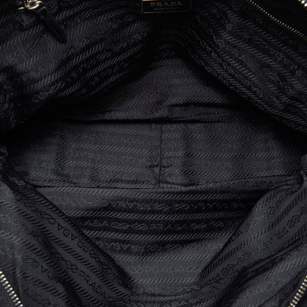 プラダ 三角ロゴプレート ハンドバッグ ブラック ナイロン レディース PRADA 【中古】