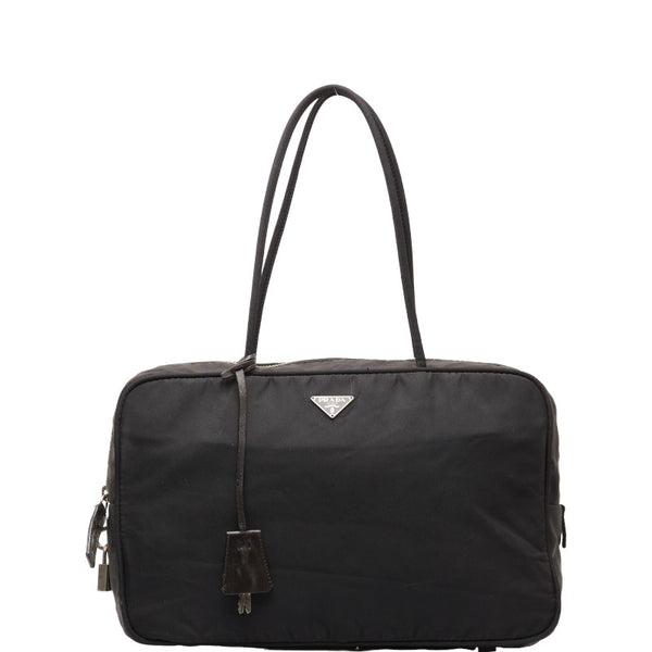 プラダ 三角ロゴプレート ハンドバッグ ブラック ナイロン レディース PRADA 【中古】