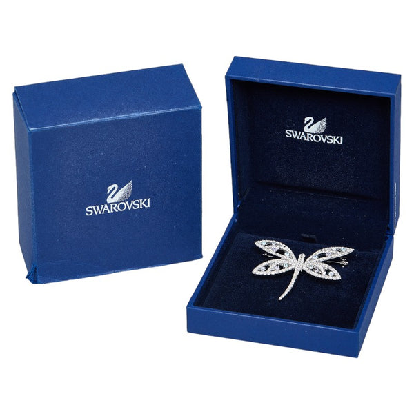 スワロフスキー トンボ ドラゴンフライ モチーフ ブローチ シルバー メッキ ガラス レディース SWAROVSKI 【中古】