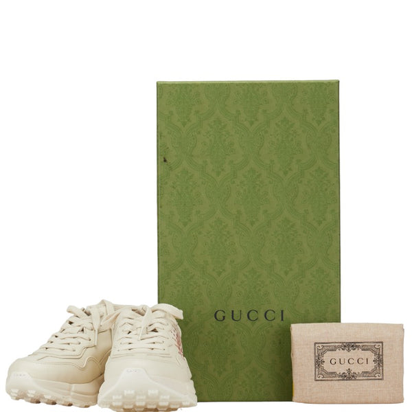 グッチ ロゴ ラメグリッター ダッドスニーカー 703809 アイボリー ホワイト マルチカラー レザー レディース GUCCI 【中古】