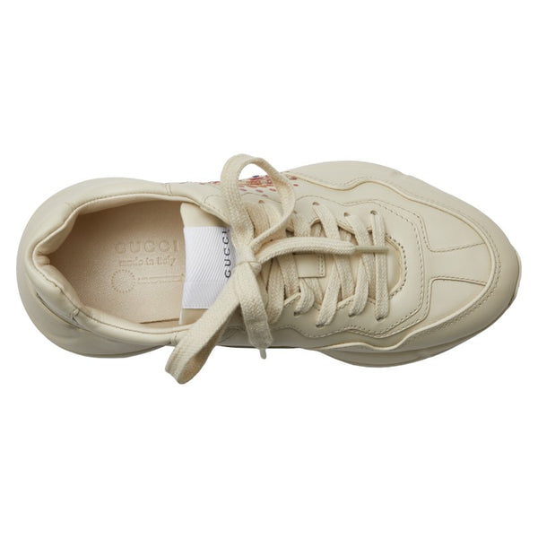 グッチ ロゴ ラメグリッター ダッドスニーカー 703809 アイボリー ホワイト マルチカラー レザー レディース GUCCI 【中古】