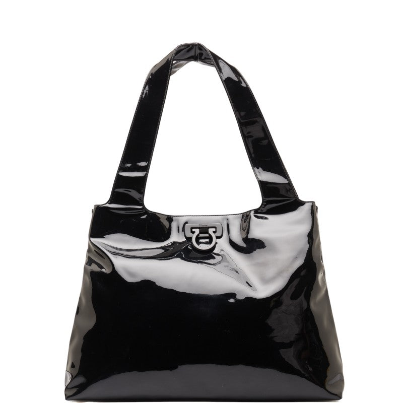 サルヴァトーレフェラガモ ガンチーニ トートバッグ ショルダーバッグ ブラック パテントレザー レディース Salvatore Ferragamo 【中古】