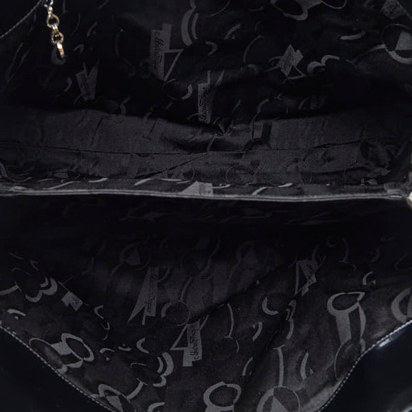 サルヴァトーレフェラガモ ガンチーニ トートバッグ ショルダーバッグ ブラック パテントレザー レディース Salvatore Ferragamo 【中古】