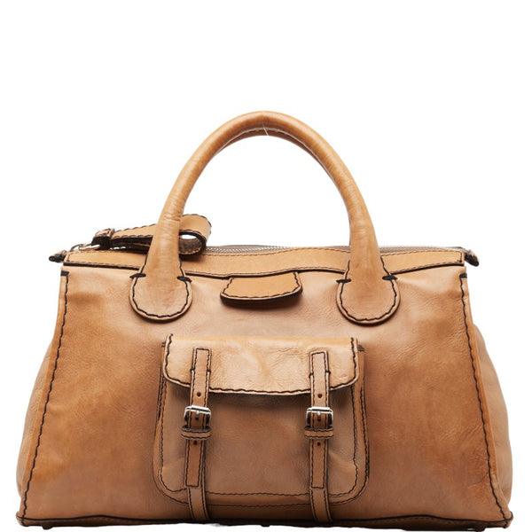 クロエ イーディス ハンドバッグ トートバッグ ベージュ レザー レディース Chloe 【中古】