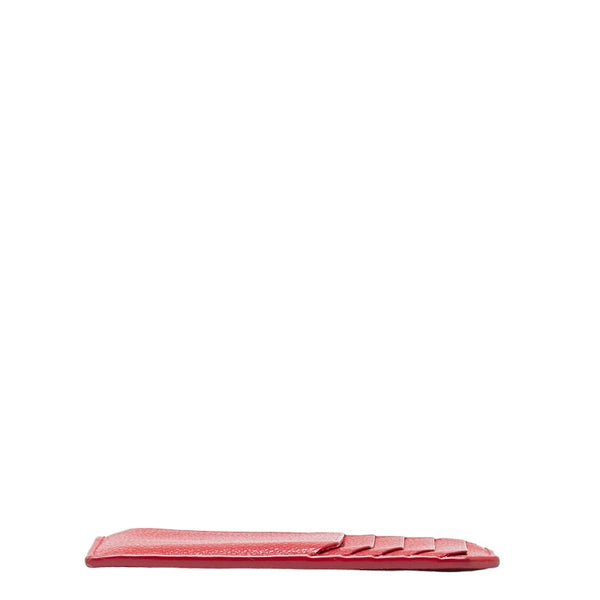 サンローラン フラグメントジップポーチ コインケース 小銭入れ レッド シルバー レザー レディース SAINT LAURENT 【中古】