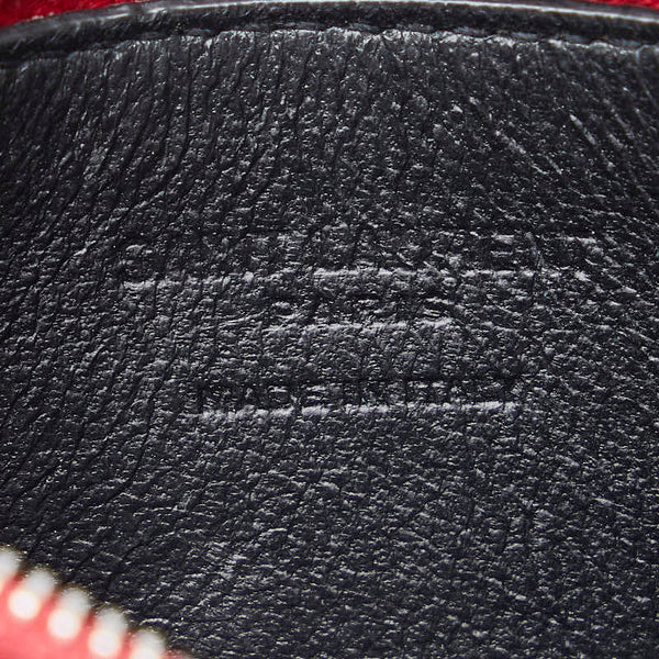 サンローラン フラグメントジップポーチ コインケース 小銭入れ レッド シルバー レザー レディース SAINT LAURENT 【中古】