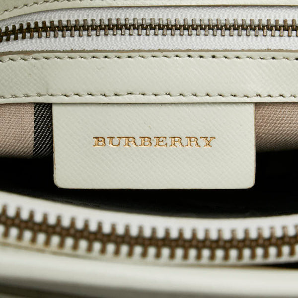 バーバリー ノバチェック  ハンドバッグ トートバッグ ホワイト レザー レディース BURBERRY 【中古】