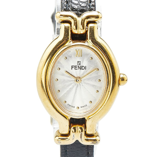 フェンディ チェンジベルト 5色 腕時計 640L クオーツ ホワイト文字盤 メッキ レディース FENDI 【中古】