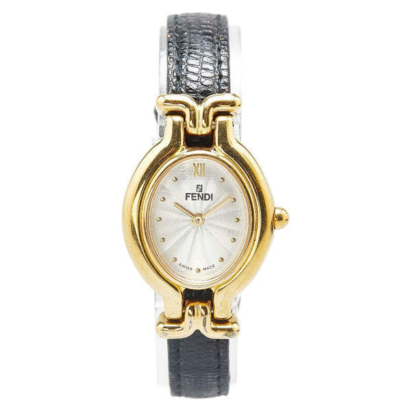 フェンディ チェンジベルト 5色 腕時計 640L クオーツ ホワイト文字盤 メッキ レディース FENDI 【中古】