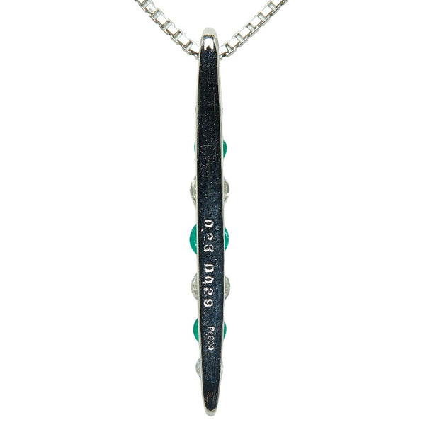 Pt900 プラチナ Pt850 プラチナ エメラルド0.23ct ダイヤ0.29ct プレート ぺンダントネックレス レディース 【中古】