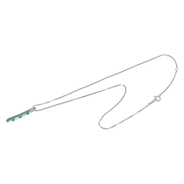 Pt900 プラチナ Pt850 プラチナ エメラルド0.23ct ダイヤ0.29ct プレート ぺンダントネックレス レディース 【中古】