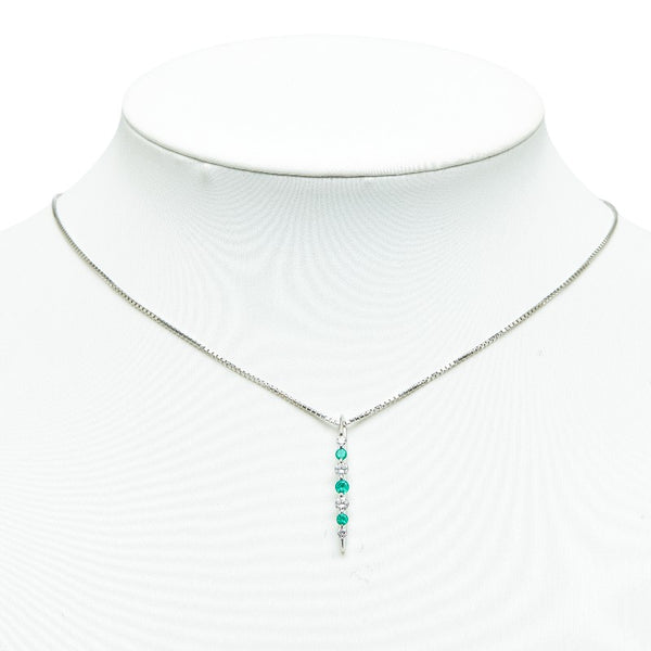 Pt900 プラチナ Pt850 プラチナ エメラルド0.23ct ダイヤ0.29ct プレート ぺンダントネックレス レディース 【中古】