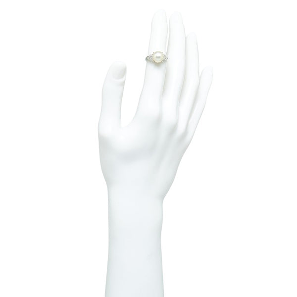Pt900 プラチナ アコヤパール9.1mm ダイヤ0.14ct リング 指輪 レディース 10号 【中古】