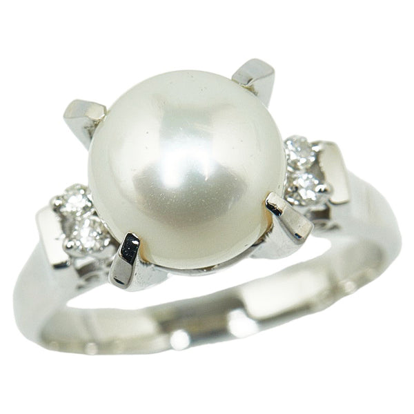 Pt900 プラチナ アコヤパール9.5mm ダイヤ0.08ct リング 指輪 レディース 14号 【中古】