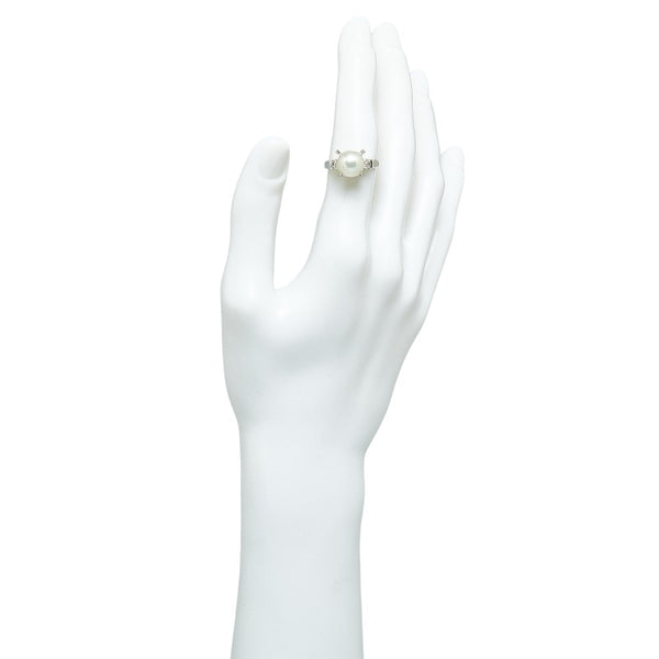 Pt900 プラチナ アコヤパール9.5mm ダイヤ0.08ct リング 指輪 レディース 14号 【中古】