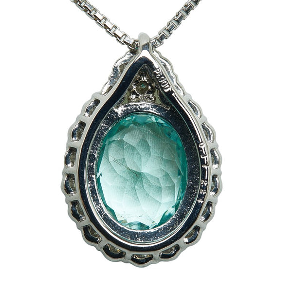 ノーブランド Pt900 プラチナ K14WG ホワイトゴールド パライバトルマリン2.24ct ダイヤ0.37ct ペンダントネックレス レディース no brand 【中古】