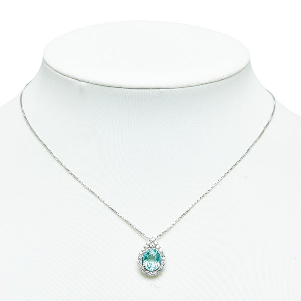 ノーブランド Pt900 プラチナ K14WG ホワイトゴールド パライバトルマリン2.24ct ダイヤ0.37ct ペンダントネックレス レディース no brand 【中古】