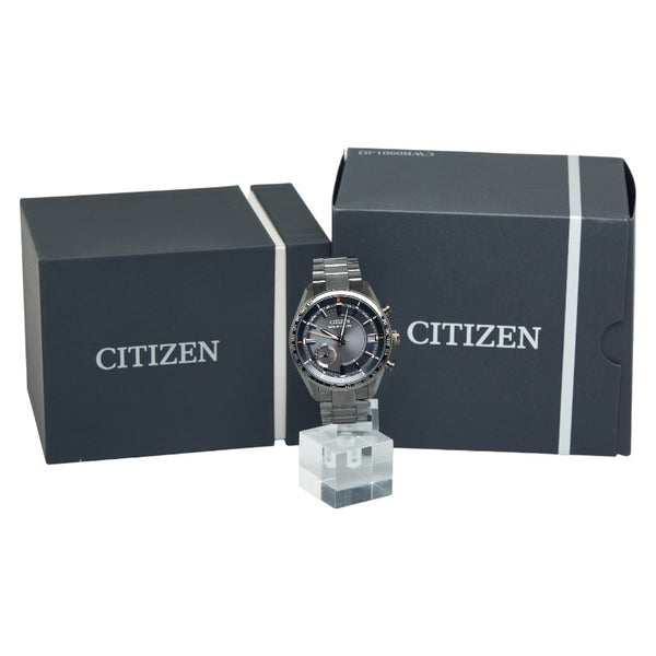 シチズン アテッサ ダイレクトフライト 腕時計 CC3085-51E ソーラー電波時計 ブラック文字盤 スーパーチタニウム メンズ CITIZEN 【中古】